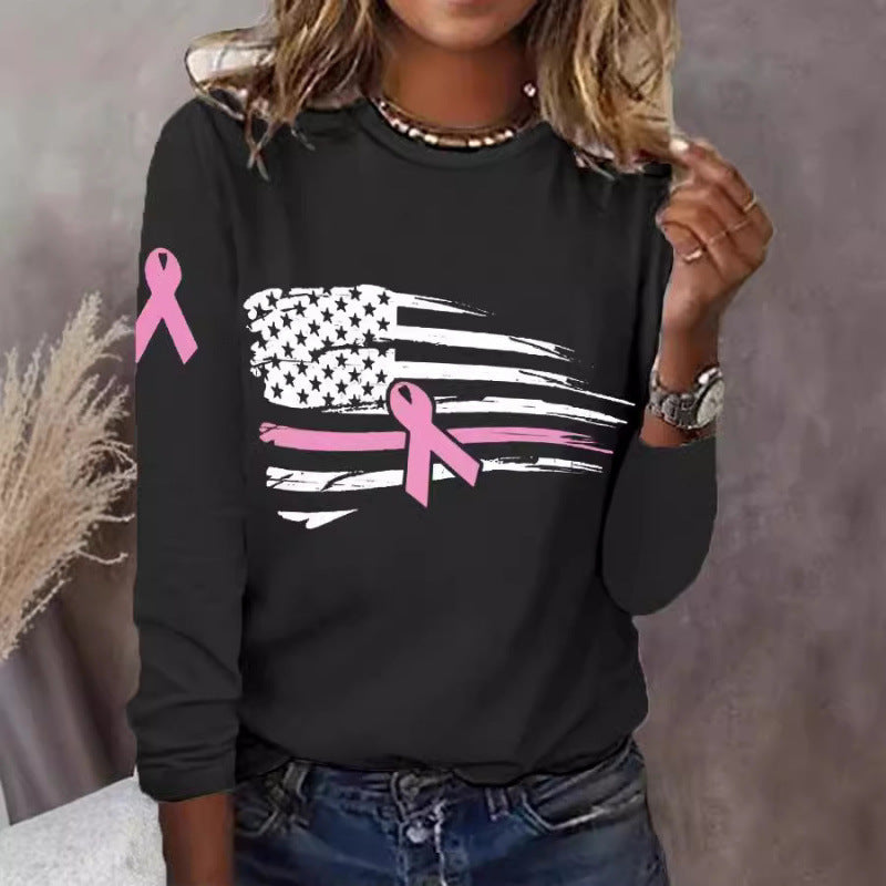 Damen T-Shirt Flaggen-Schleifen-Design Baumwolle Weiß - Eveloria