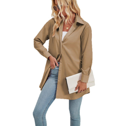 Damen Blusenhemd Langarm Elegant Moderner Schnitt Weiß Eveloria