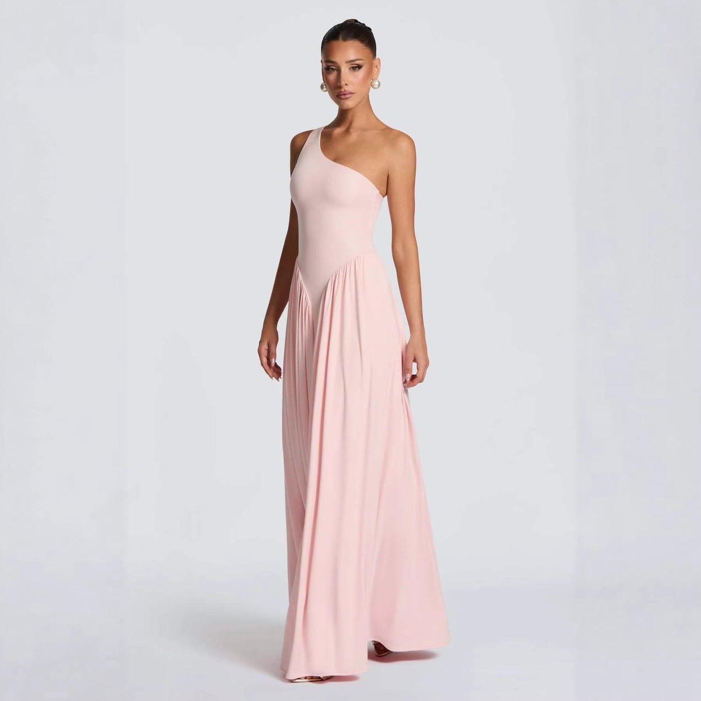 Damen Maxikleid Asymmetrisch Fließender Rock