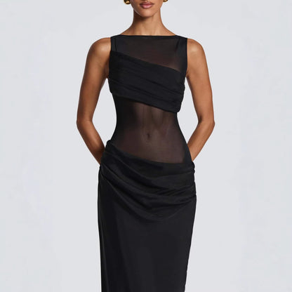 Eveloria Damen Abendkleid Transparent Rüschen