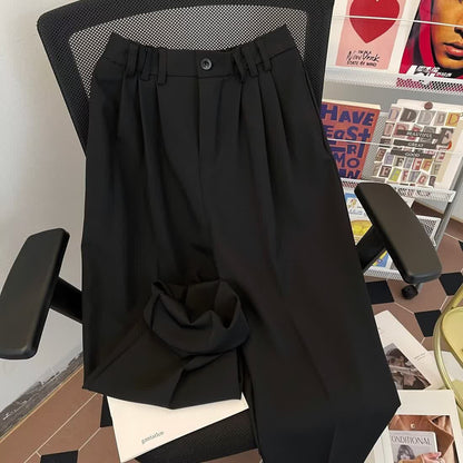 Damen High-Waist Hose Falten Weites Bein Eveloria