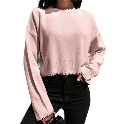 Damen Kurzpullover Strukturiert Lässig Eveloria