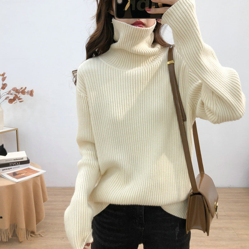 Damen Rollkragenpullover Feinrippstrick Warm Eveloria