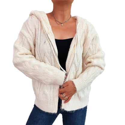 Damen Zip-Hoodie Gestreift Weich Kapuze Eveloria