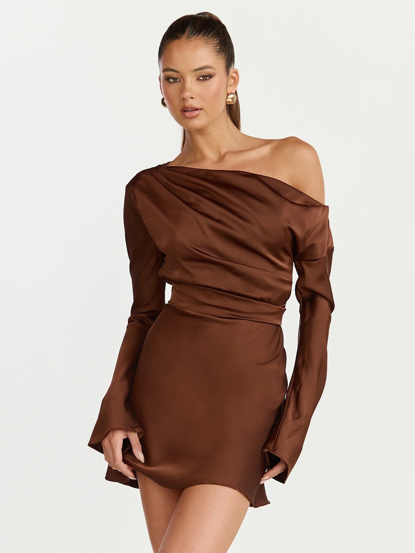 Damen Cocktailkleid Asymmetrisch Off-Shoulder Elegant Eveloria