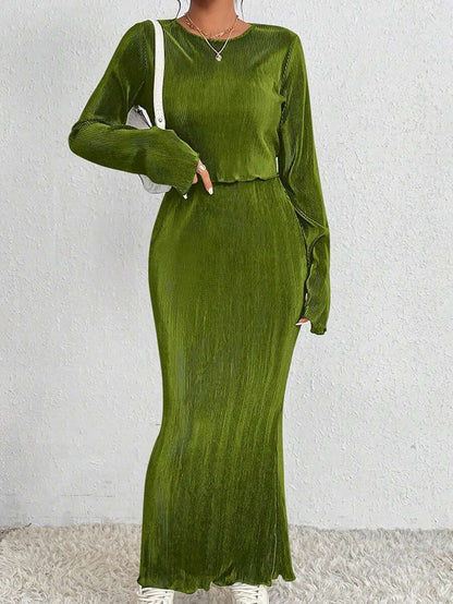 Damen Maxikleid Langärmlig Figurbetont Eveloria