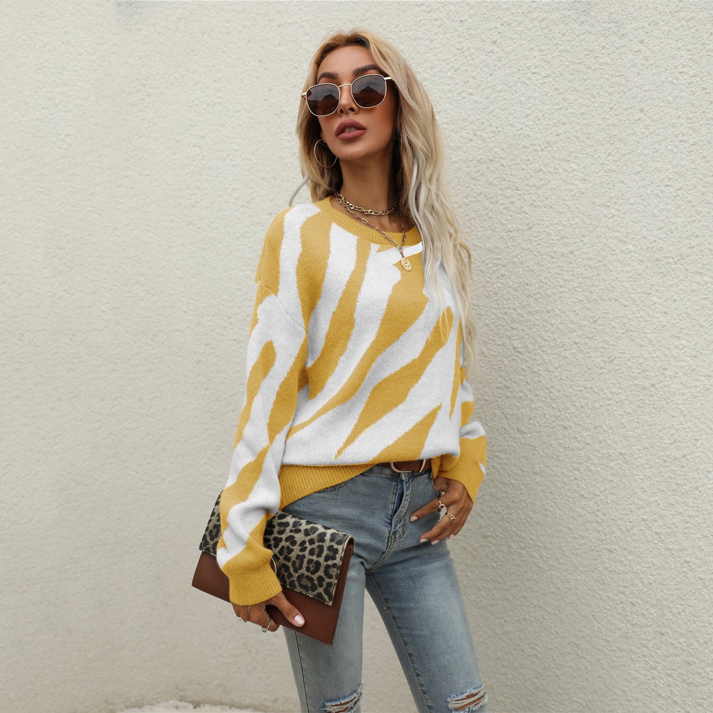 Damen Strickpullover Tiermuster Innovativ