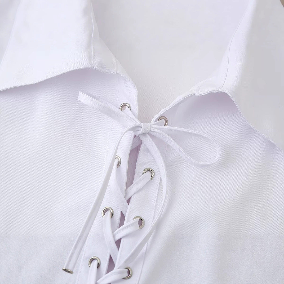 Damen Bluse mit Schnürdetails Dekorativ Eveloria