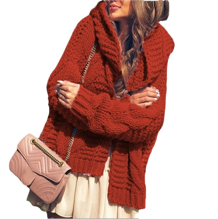 Damen Cardigan Grobstrick Voluminöse Ärmel Lässig Beige