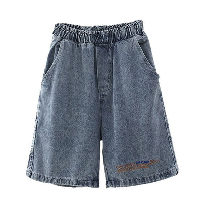 Damen Denim-Shorts Elastischer Bund Blau