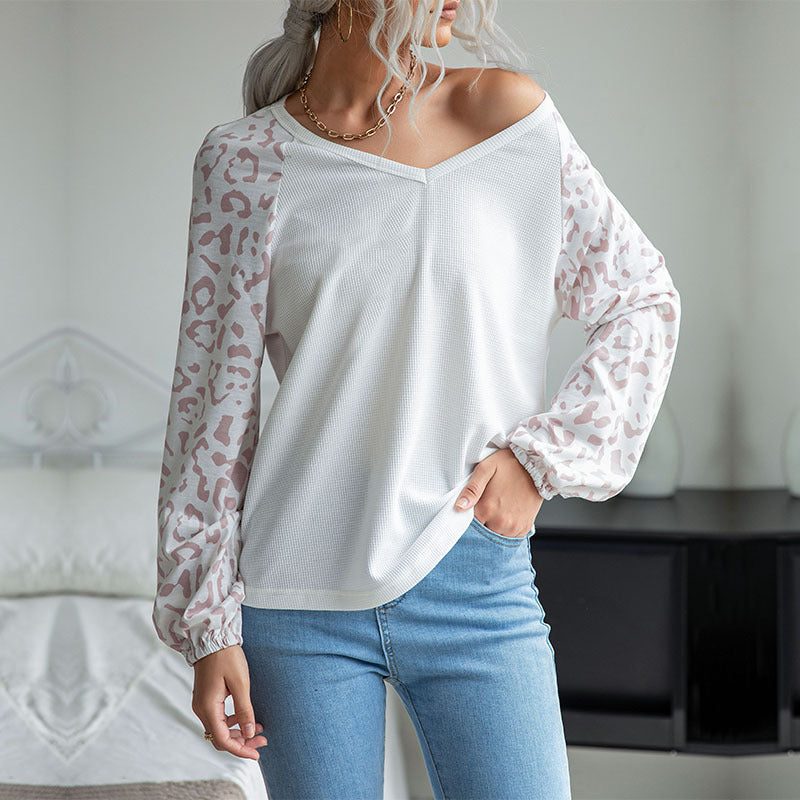 Damen Langarmshirt V-Ausschnitt Strukturierte Ärmel Details Eveloria - Eveloria