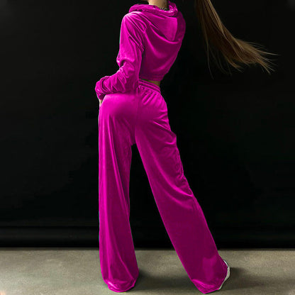 Damen Velour Jogginganzug Hoher Bund Eveloria