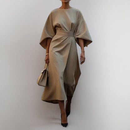 Damen Maxikleid Lässiger Schnitt Voluminöse Ärmel Eveloria
