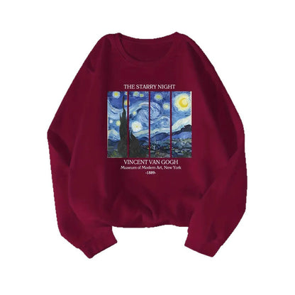 Damen Sweatshirt Van Gogh Motiv Baumwolle