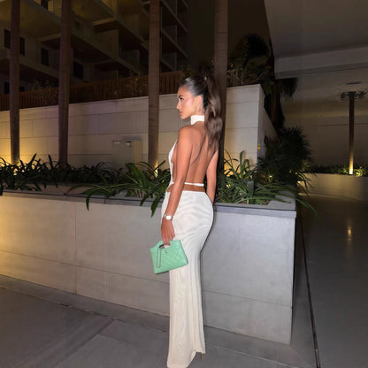 Damen Maxikleid mit Wasserfall-Ausschnitt und schmalem Schnitt