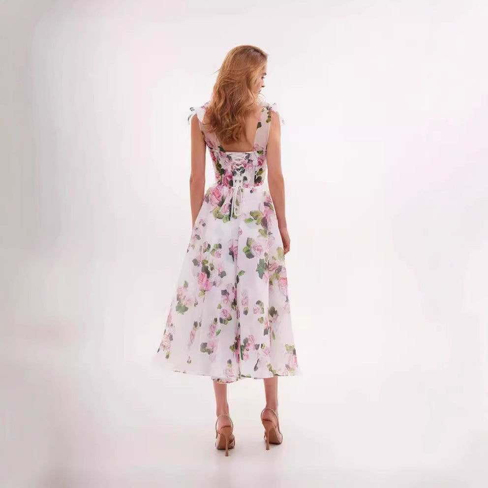 Damen Schulterfreies Blumenkleid Eveloria
