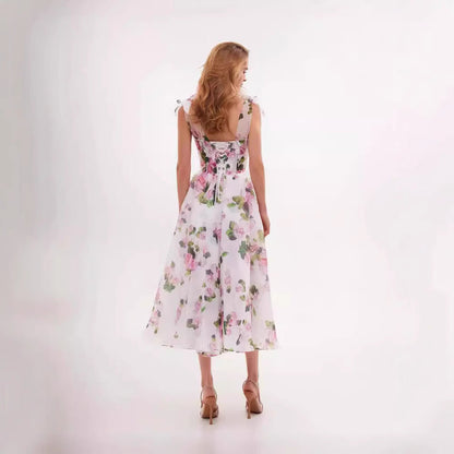 Damen Schulterfreies Blumenkleid Eveloria