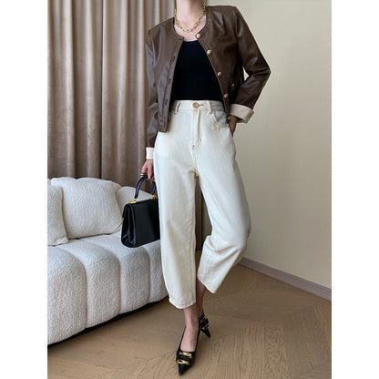 Damen Kunstlederjacke Diagonalschnitt Eveloria