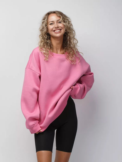 Damen Sweatshirt Weiches Innenfutter Breite Schultern Grau