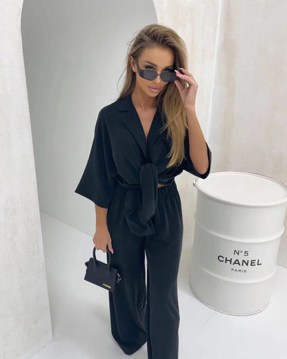 Damen Wickeljumpsuit Knopfdetails Eveloria Elegantes Design