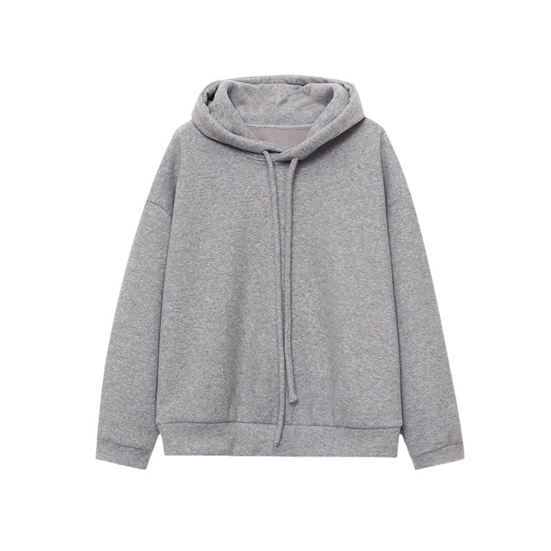 Damen Hoodie Kapuze Überschnittene Schultern Grau Eveloria