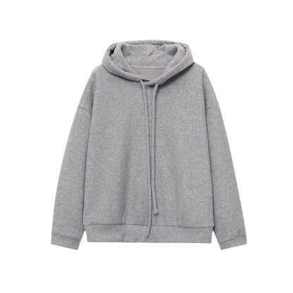 Damen Hoodie Kapuze Überschnittene Schultern Grau Eveloria
