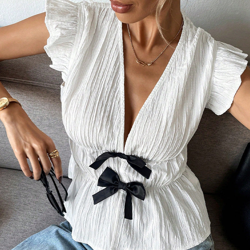Damen Bluse mit Schleifen Dekorativ