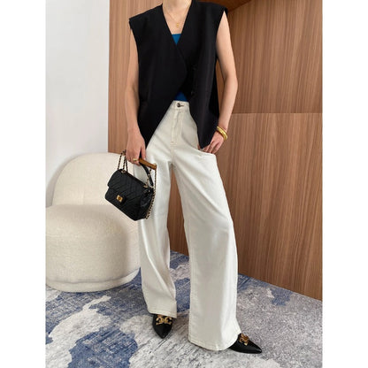 Eveloria Damenweste Asymmetrisch Praktische Taschen Elegante