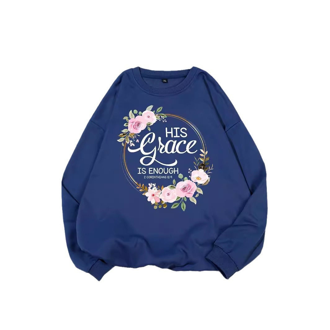 Damen Sweatshirt Florales Design Motivierender Schriftzug Eveloria