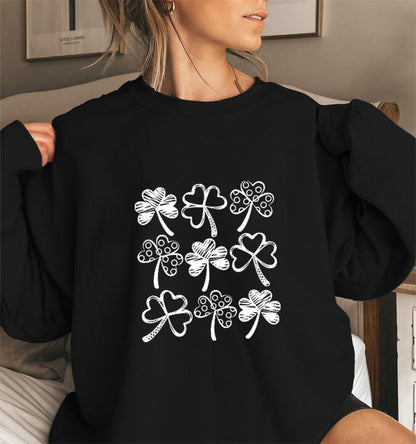 Damen Sweatshirt Kleeblatt-Motiv Eveloria