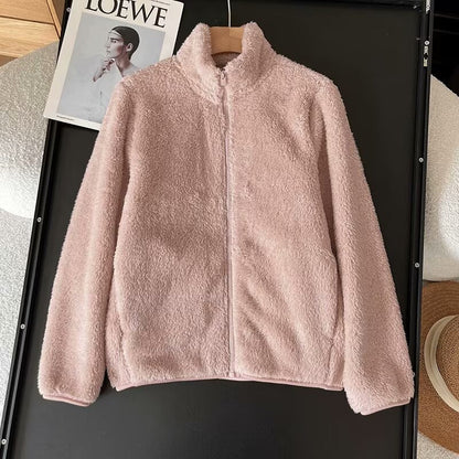 Damen Fleecejacke Flauschig Reißverschluss Hochkragen Eveloria