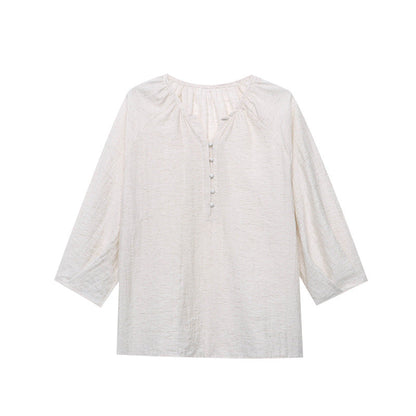 Damen Bluse Lässig Knopfdetails Baumwolle Weiß