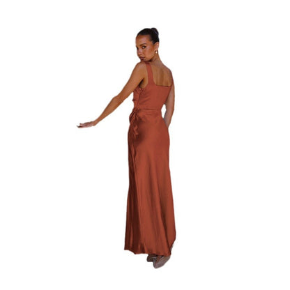 Damen Maxikleid mit seitlichem Schlitz und schmalen Trägern