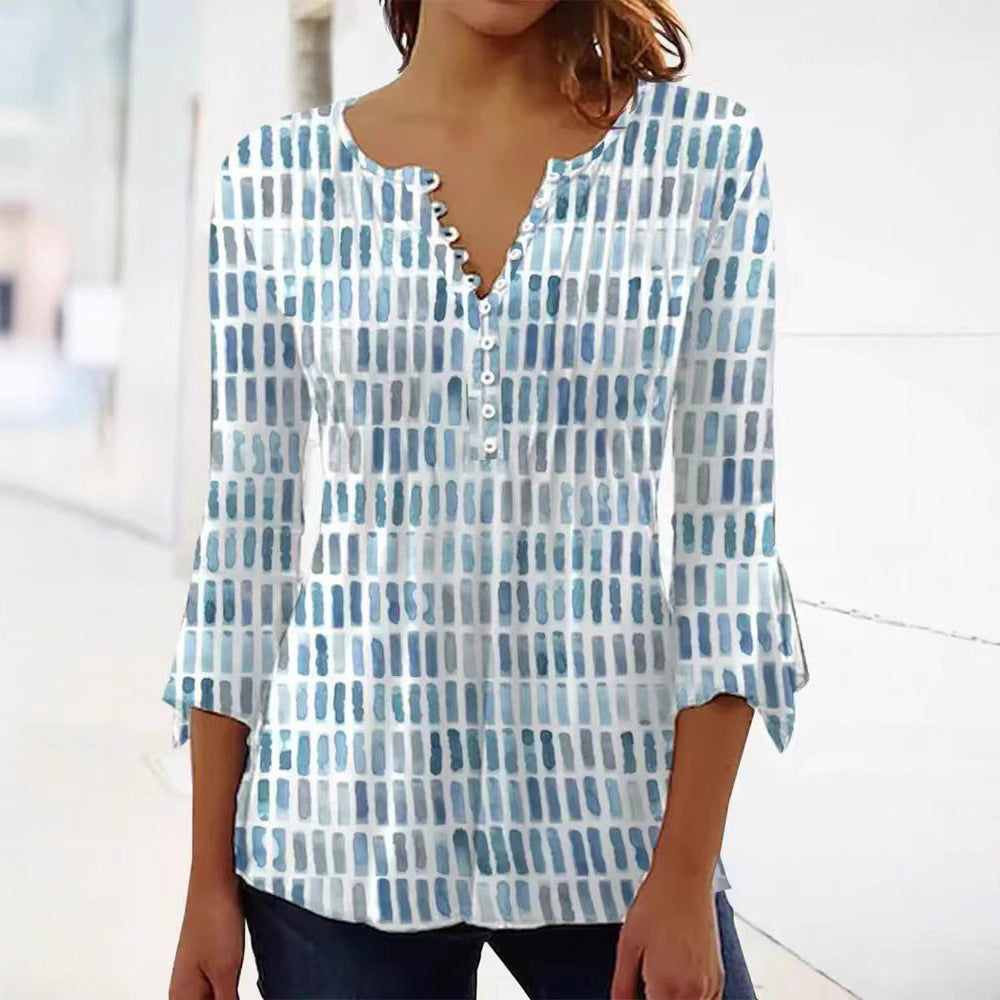 Damen Bluse Modernes Grafikdesign Knöpfe Eveloria