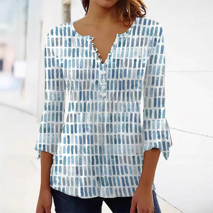 Damen Bluse Modernes Grafikdesign Knöpfe Eveloria