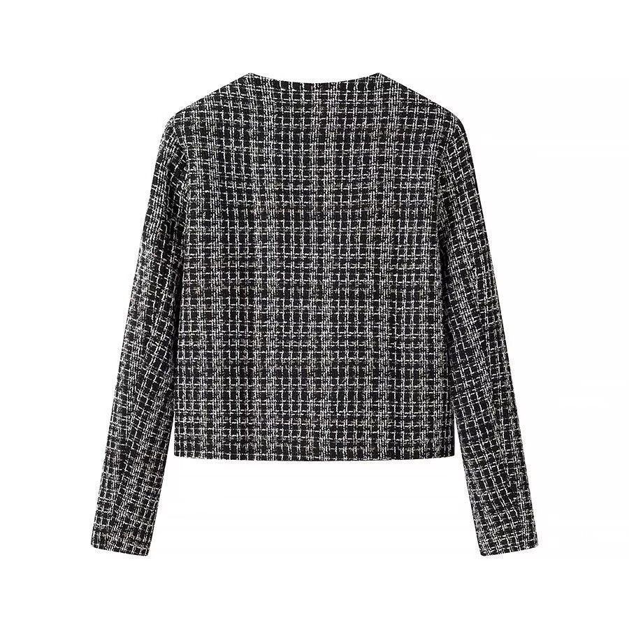 Damen Bouclé-Jacke Knöpfe Eveloria