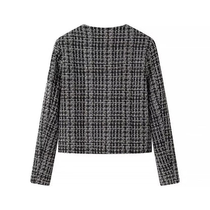 Damen Bouclé-Jacke Knöpfe Eveloria