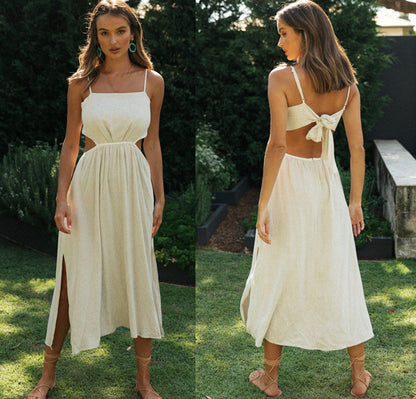 Damen Maxi-Kleid mit Rückenausschnitt und hohem Schlitz Eveloria - Eveloria