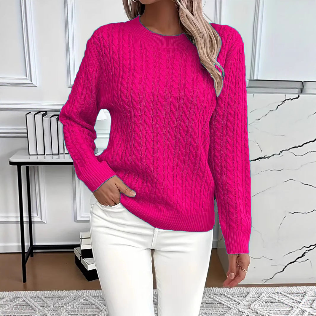 Damen Strickpullover Zopfdesign Elegantes Design