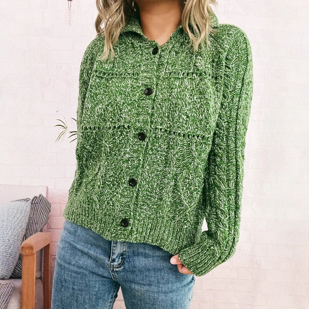 Damen Strickjacke Strukturiertes Zopfdesign Knopfverschluss Eveloria