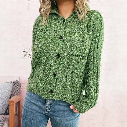 Damen Strickjacke Strukturiertes Zopfdesign Knopfverschluss Eveloria
