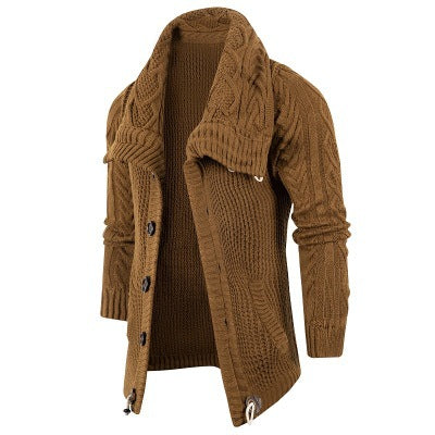 Herren Strickcardigan Schalkragen Große Holzknöpfe Beige
