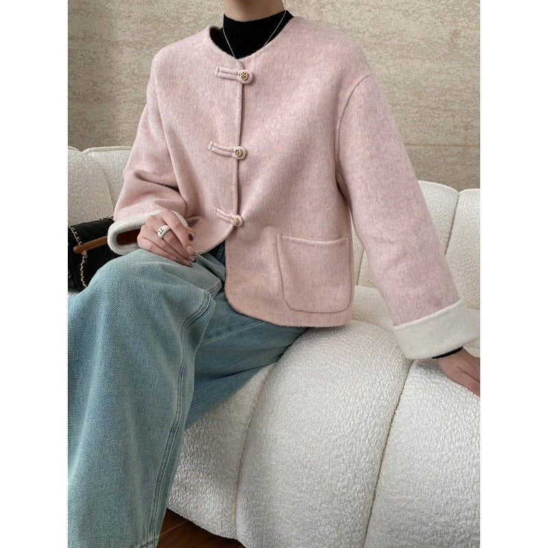 Eveloria Damen Wolljacke Knopfverschluss Zeitloses Design