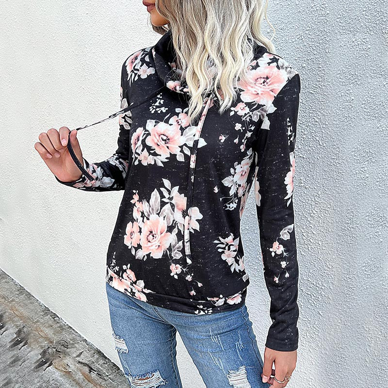 Damen Pullover Floralmuster Hochkragen Eveloria