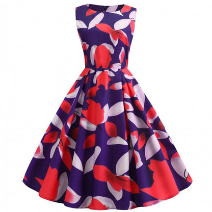 Damen A-Linien Kleid Floralmuster Elastisch Elegant