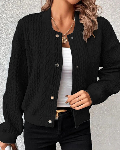 Damen Strickjacke Zopfmuster Elegantes Design Blau Eveloria