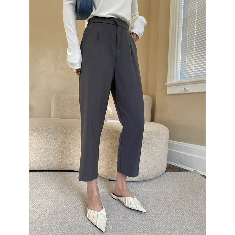 Damen Cropped-Hosen Hochwerder Bund Falten Eveloria