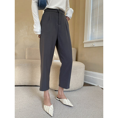 Damen Cropped-Hosen Hochwerder Bund Falten Eveloria