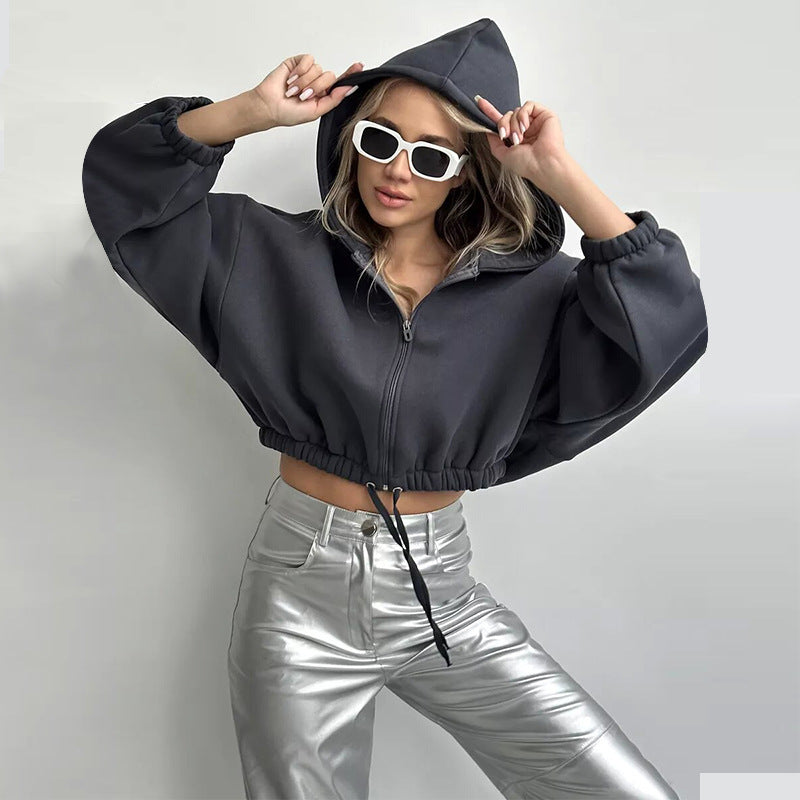 Damen Hoodie Reißverschluss Kordelzug Eveloria