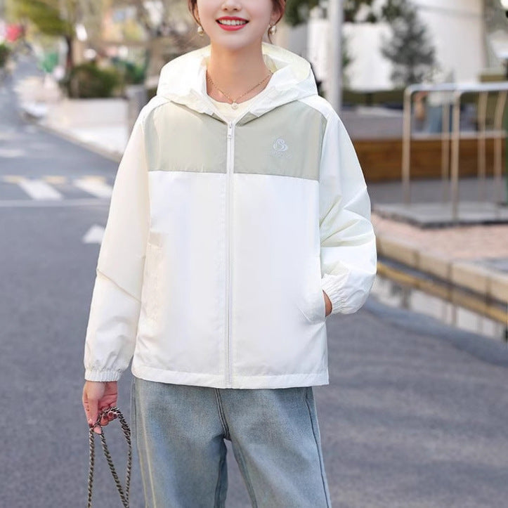 Damen Übergangsjacke Leicht Kapuzen-Design Beige